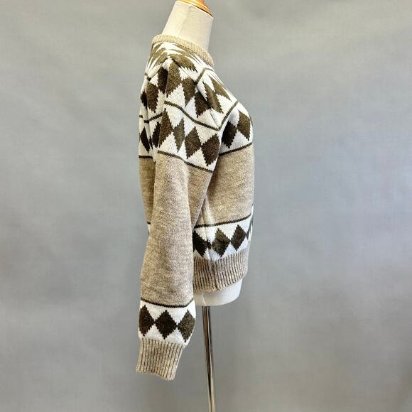 Vintage 70s Ambassador brown diamond argyle sweater size XL - Picture 7 of 13